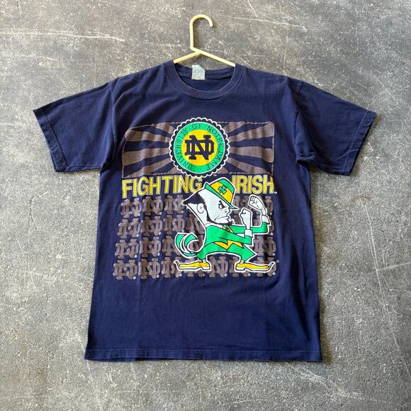 Vintage Notre Dame T Shirt Mens M Blue College Fighting Irish Single Stitch - Picture 1 of 8